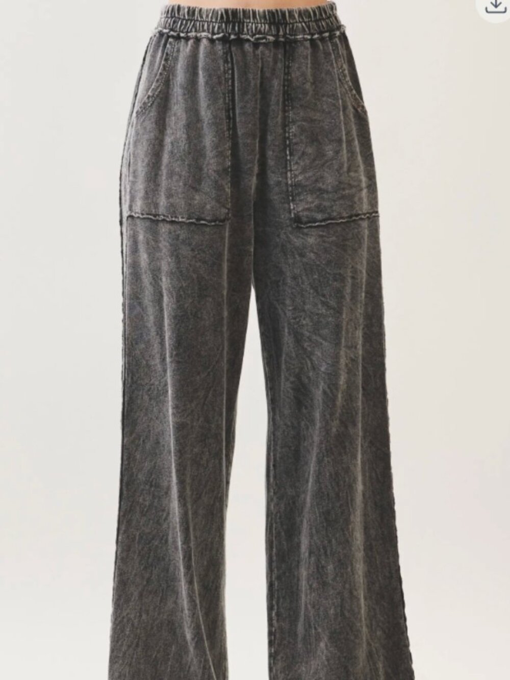 #300 JHER  100% COTTON PANT SOLID WIDE LEG